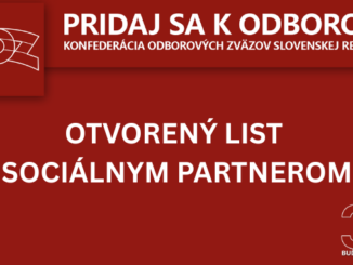 Otvorený list sociálnym partnerom KOZ SR, 1.04.2025
